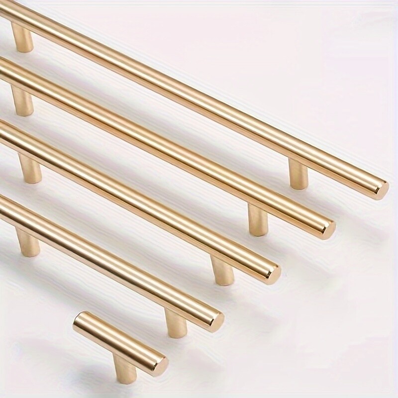 Set of 12 Gold T - Shaped Furniture Hardware Handles