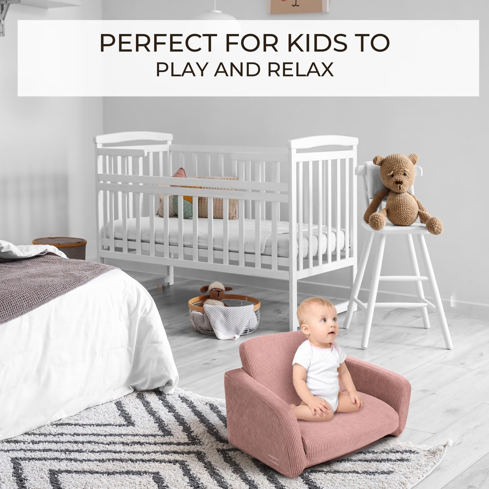 Comfy Kids Chair for Toddler - Stylish 2 in 1 Lounger Made of Memory Foam Eas...