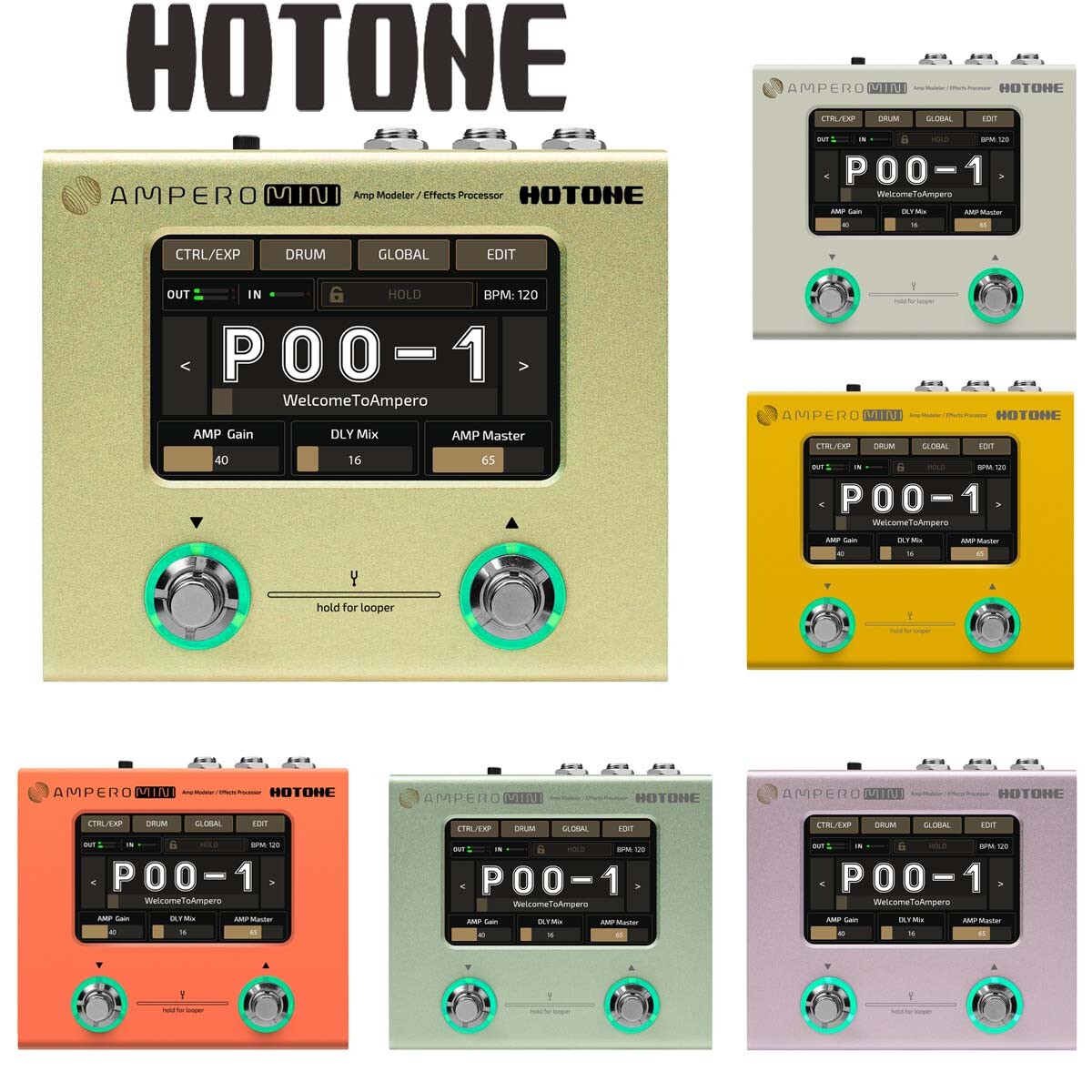 Hotone Ampero Mini Guitar Bass Amp Modeling IR Cabinets Expression Pedal MP-50