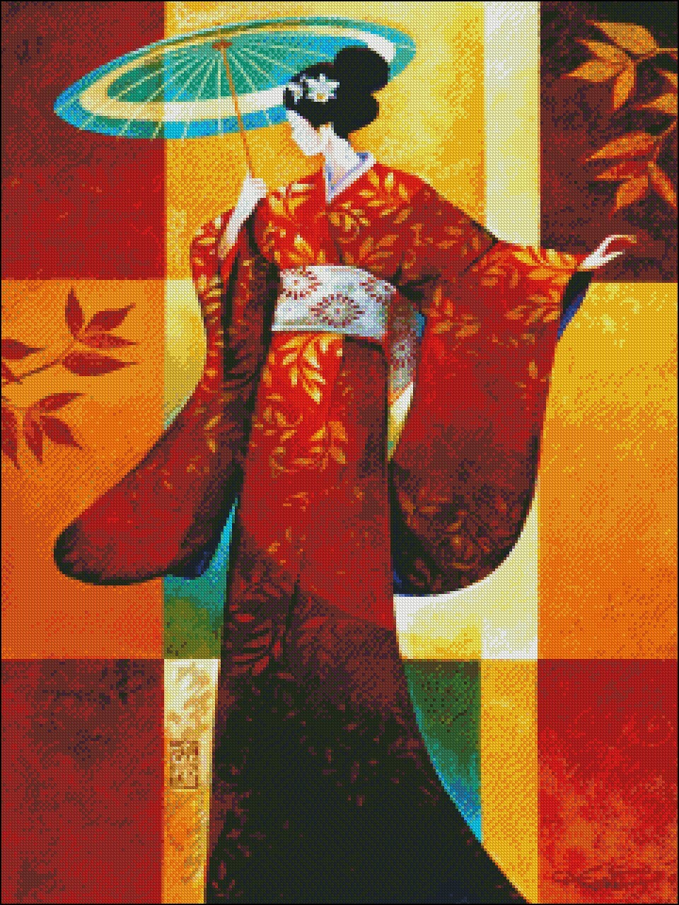 Kimono Lady - DIY Chart Counted Cross Stitch Patterns Needlework Embroidery