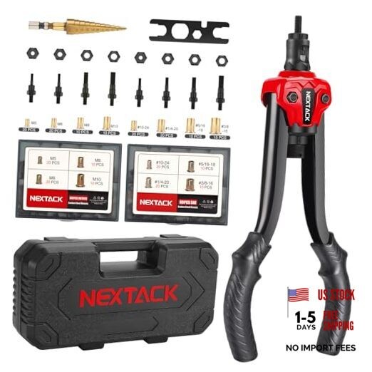Rivet Nut Tool Kit with a Step Drill Bit, 13-inch Rivnut Tool Kit/120 Nutserts