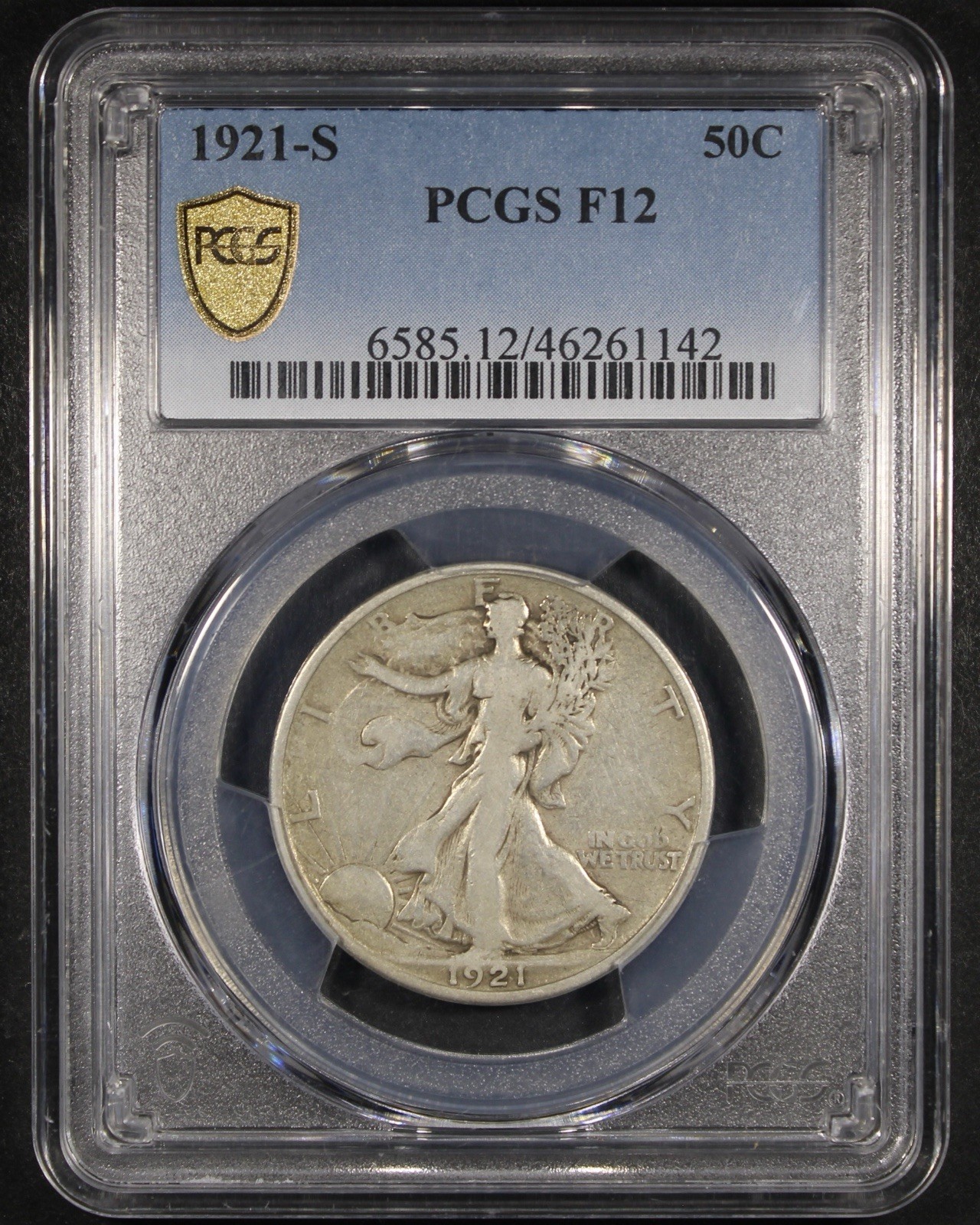 1921-S Walking Liberty Half Dollar - 50c PCGS F12 - PCGS Gold Shield