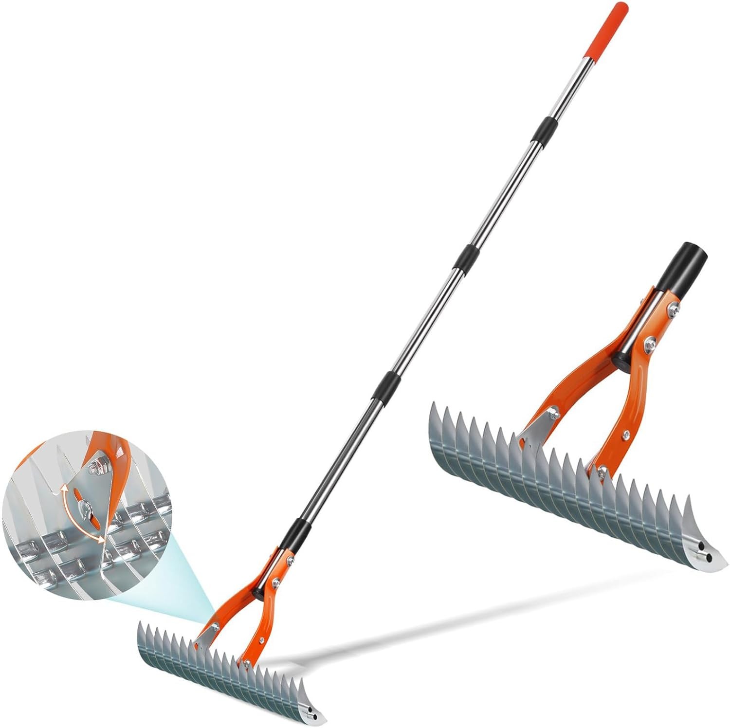 Thatch Rake Lawns 15" Heavy Duty Metal Dethatcher Rake W/ 5FT Handle 70’’