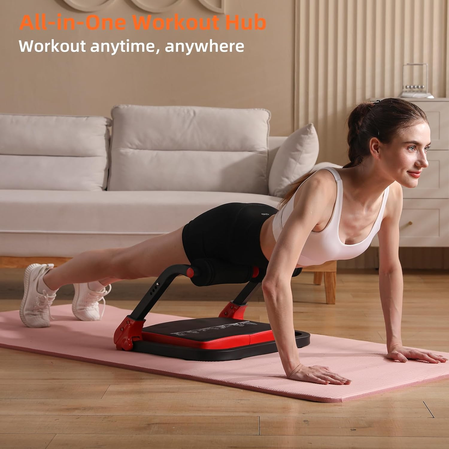 Ab Machine with Resistance Bands for Abdominal Exercise - 3 Levels Adjustable S