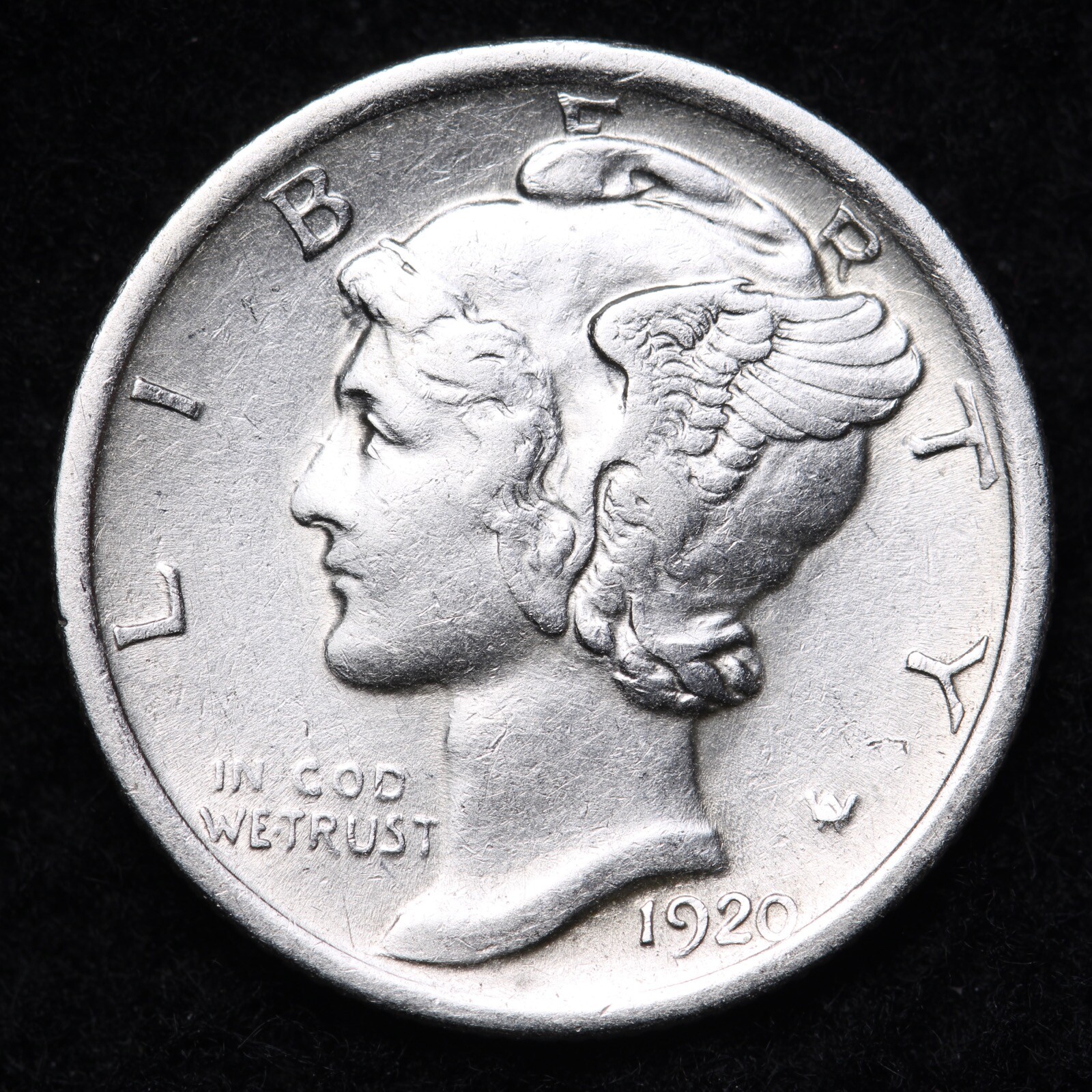 1920 Mercury Silver Dime Nice AU FREE SHIPPING