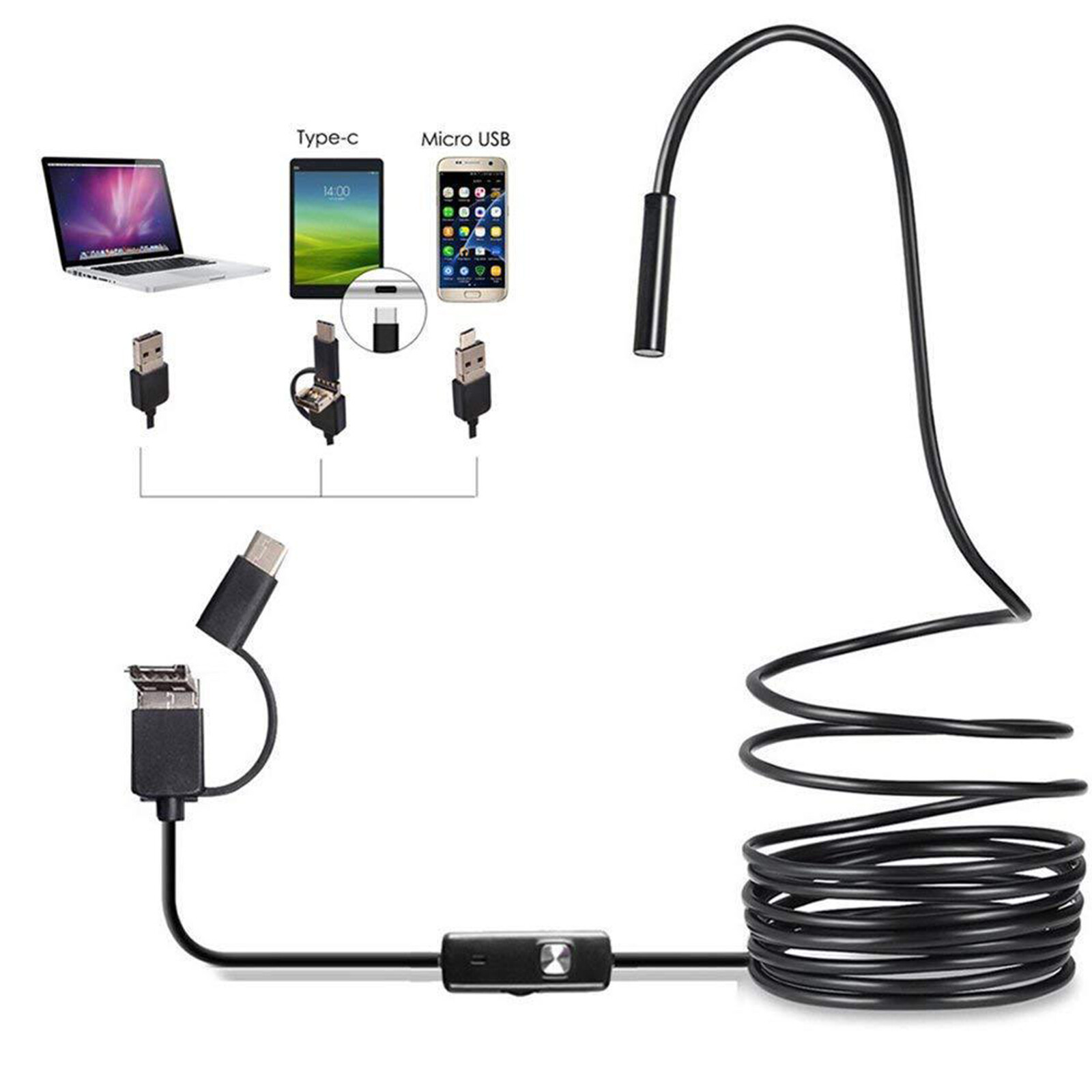 6Pcs LED Endoscope Borescope 5.5mm USB Inspection Camera for Android PC