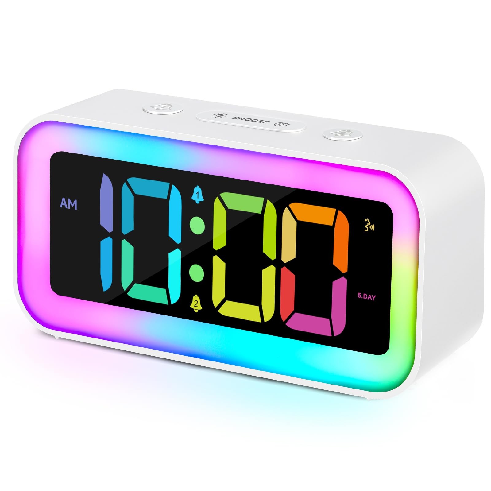 Cadmos Loud Alarm Clock for Bedrooms with Dynamic RGB Night Light,Heavy Slee...