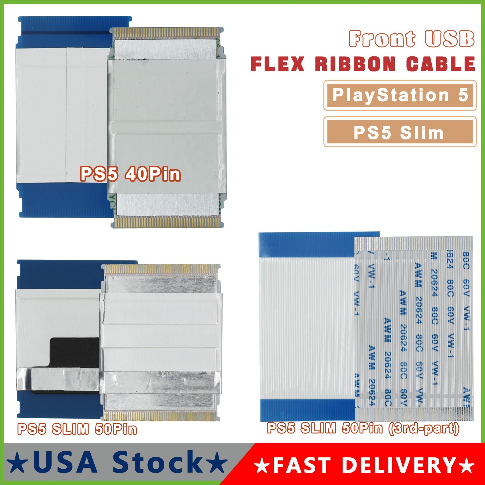NEW USB Front Flex Ribbon Cable Replacement For PlayStation 5 / PS5 SLIM Console