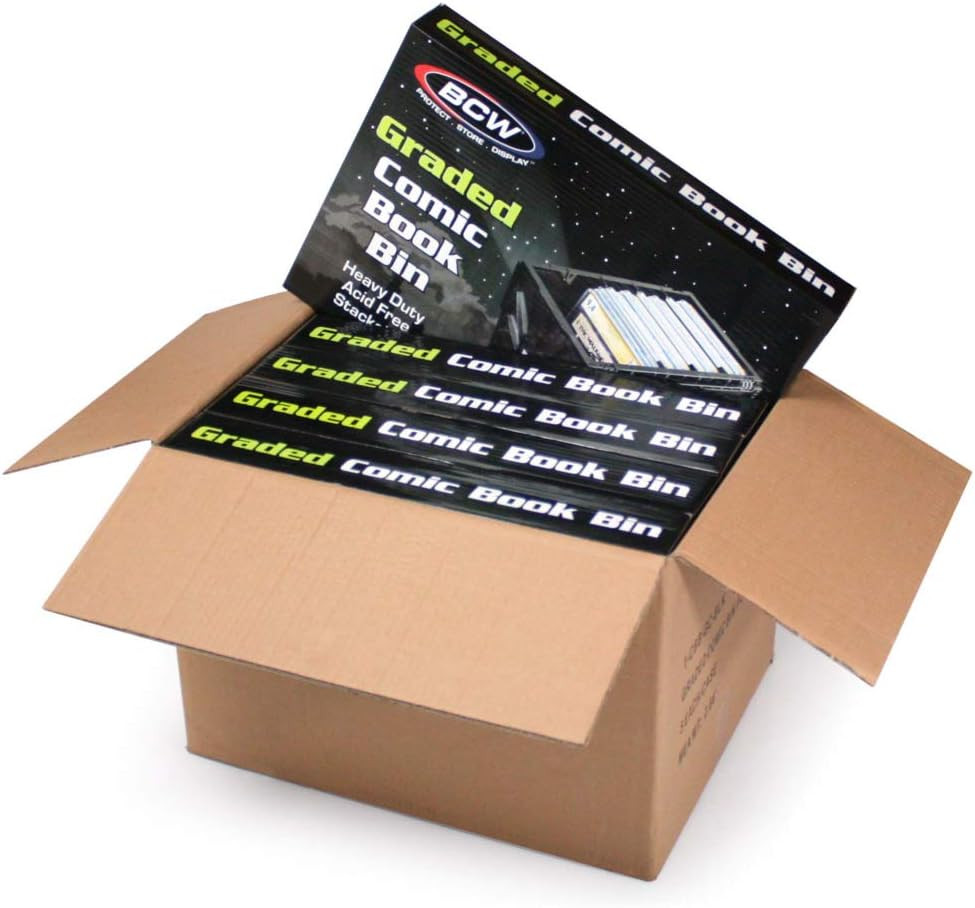 Stackable Black Comic Book Bin (5 Pack) - Holds 30 Graded Comics