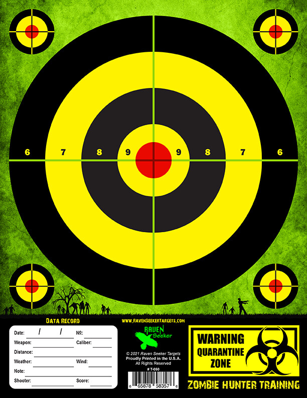 "ZOMBIE HUNTER TRAINING" Range Shooting Pistol / Rifle TARGETS! 100 PACK [D:31]