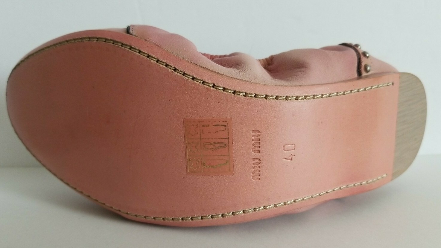 MIU MIU AMAZING WASHED PINK LEATHER EMBELLISHED FLATS EU 38.5 40 I LOVE SHOES