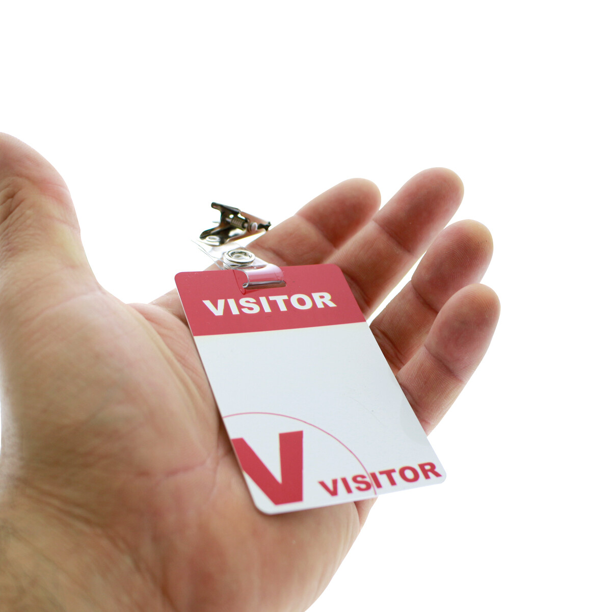 25 Pack - Heavy Duty Visitor Pass Badges with ID Clips - Reusable & Re-Writable