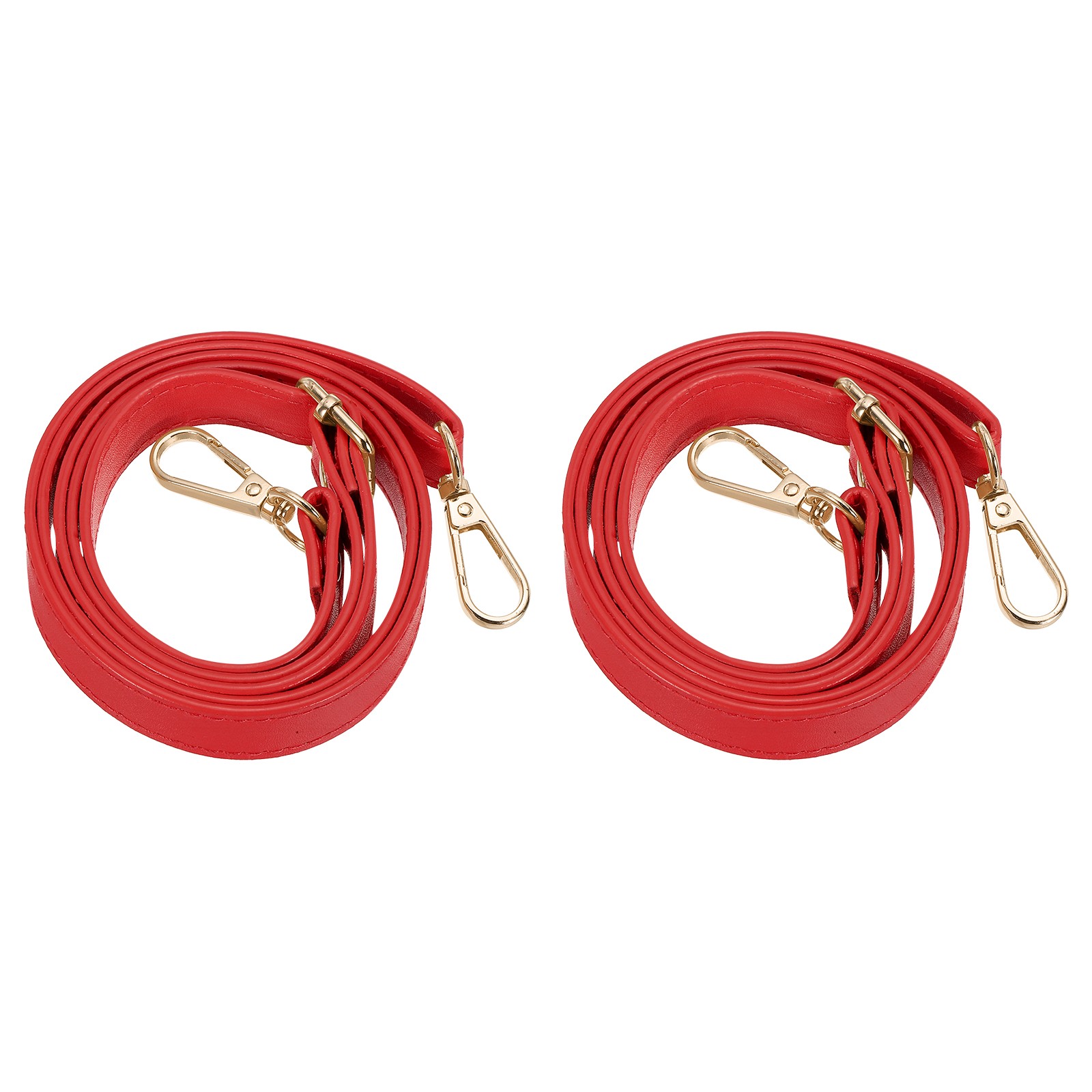 51" Leather Purse Strap Replacement Silver Buckle Handbag(2 Pack, Bright Red)