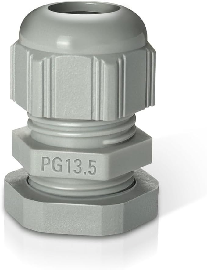 AZK Global PG-13.5, Nylon Cable Gland Joints, Light Grey, Pack of 25, Waterproof