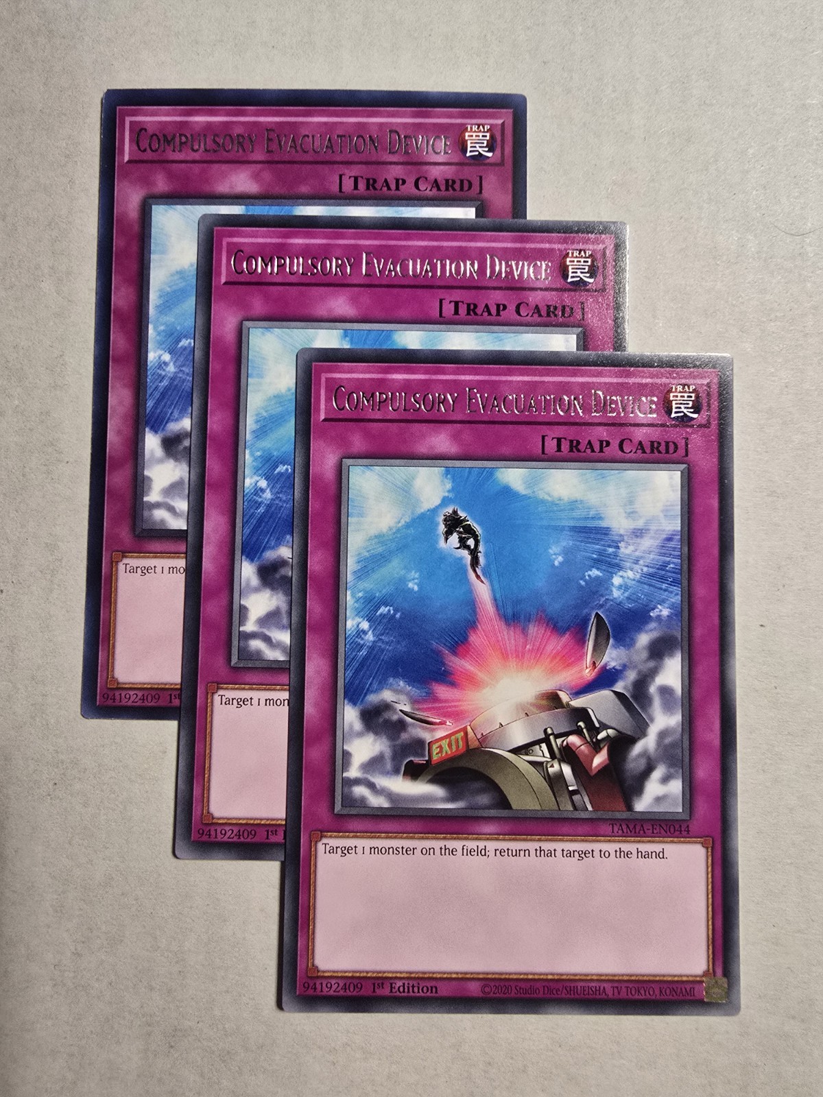 3x Compulsory Evacuation Device 1st Edition Rare TAMA-EN044 Yu-Gi-Oh!