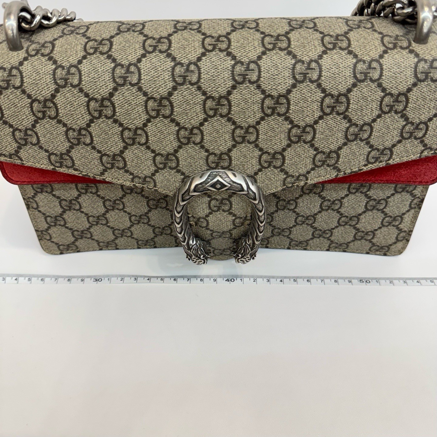 Gucci Dionysus Monogram Red Mini Chain Shoulder Bag