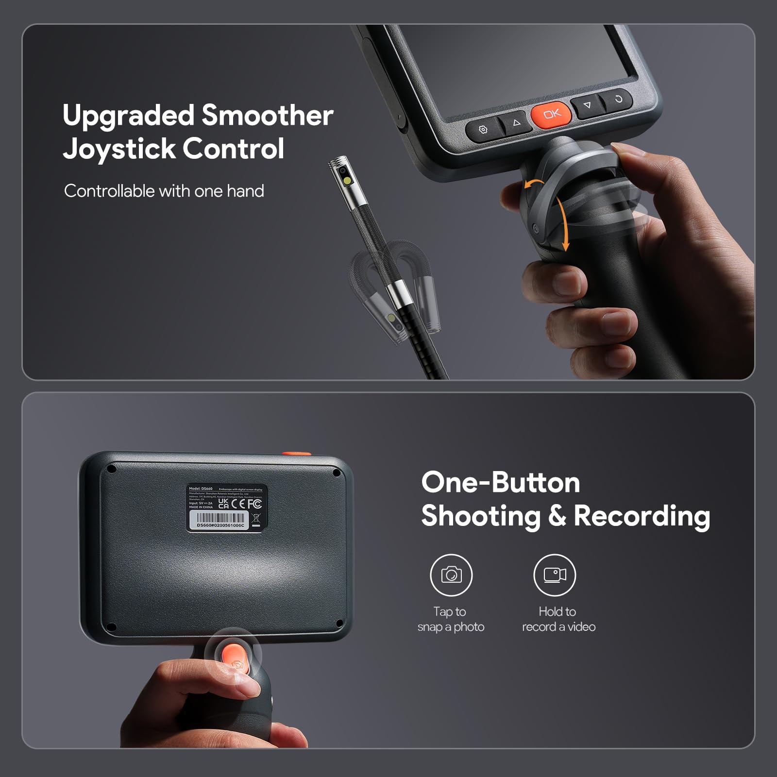 DEPSTECH Dual Lens Borescope Camera with Light, Two-Way Articulating Borescop...