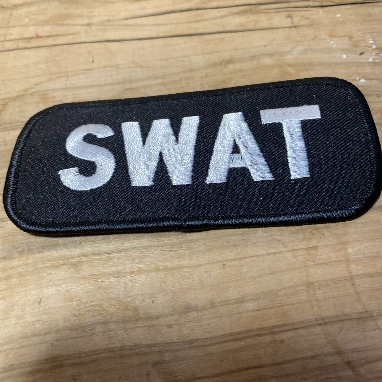 S.W.A.T. White on Black Back Panel Patch 4” SWAT