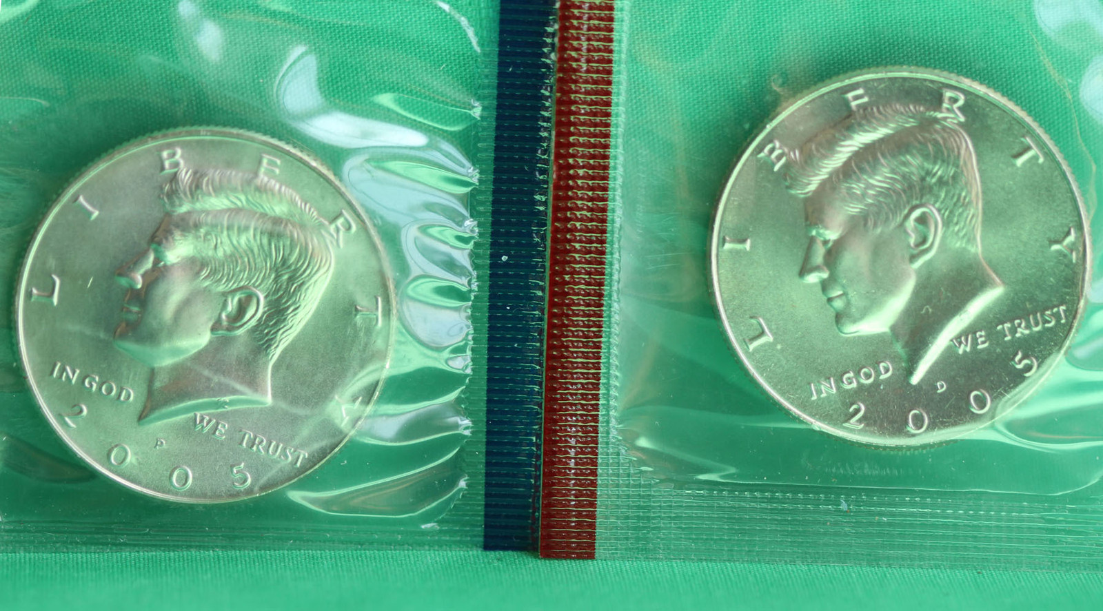 2005 P and D Kennedy Half Dollar Coin from US Mint Set 2 BU Cello Fifty Cent UNC
