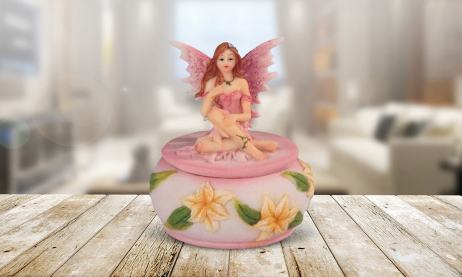 3" high Pink Fairy Trinket Box Ornament Home Decor Unique Gift