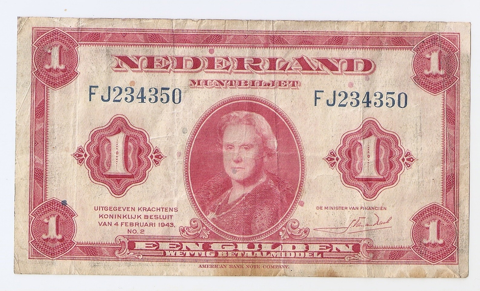 Netherlands 1  gulden 1943