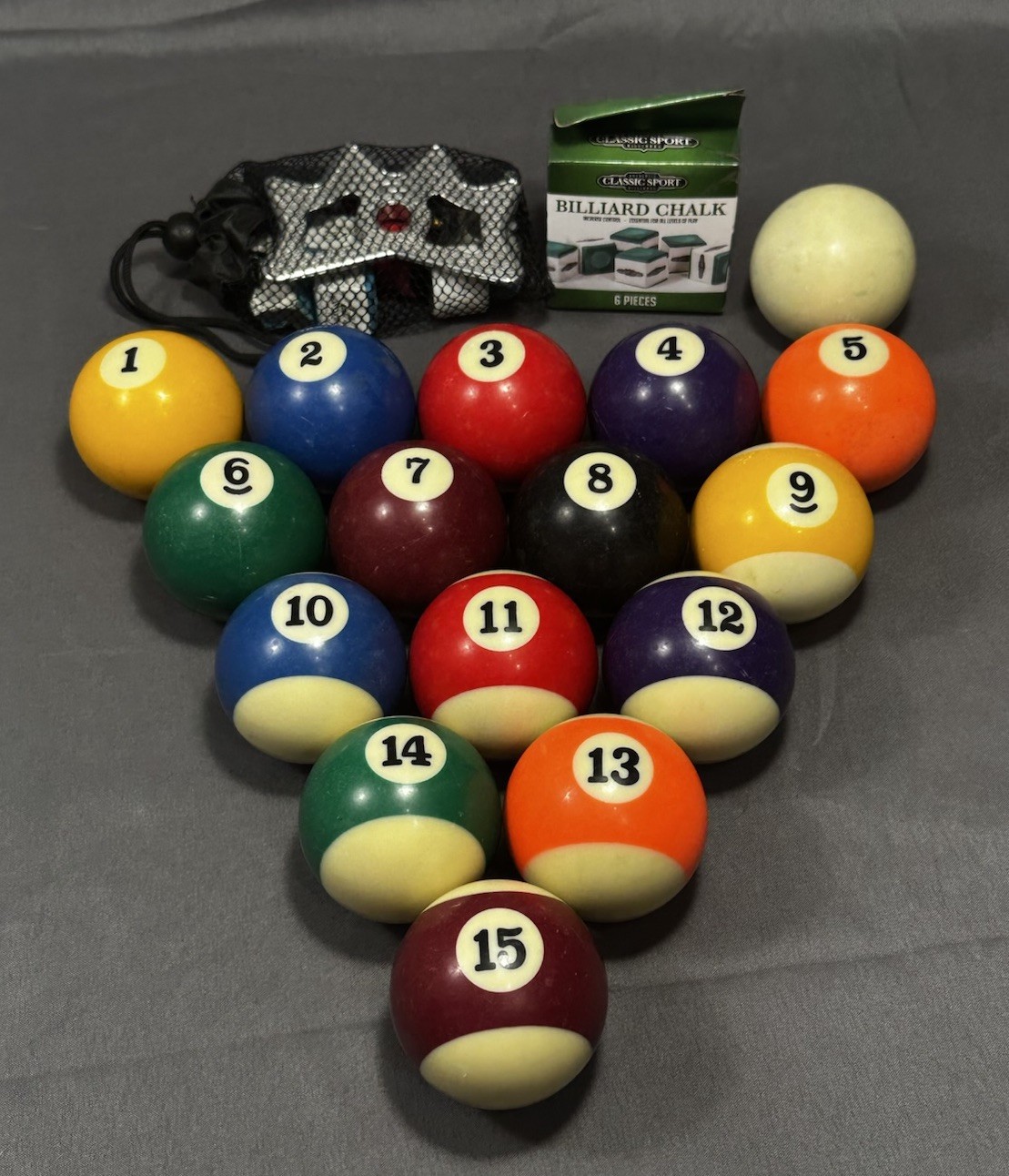 Vintage Complete Set of 16 Billiard Pool Balls Plus Extras