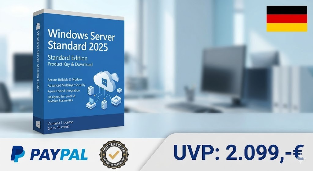 Microsoft Windows Server 2025 Standard License Package DVD | RRP €2,099.00 Audit-proof