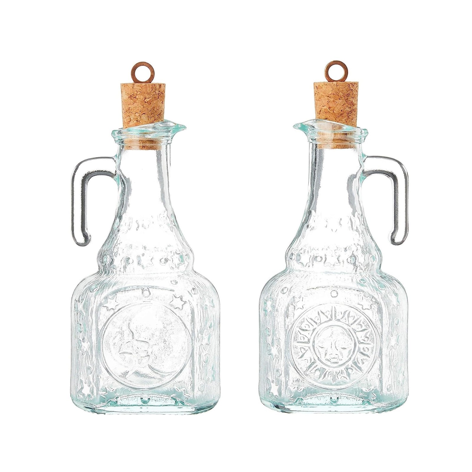 Country Home Helios Oil Bottle Set of 2, 8 Oz. Refillable Glass Dispensers wi...