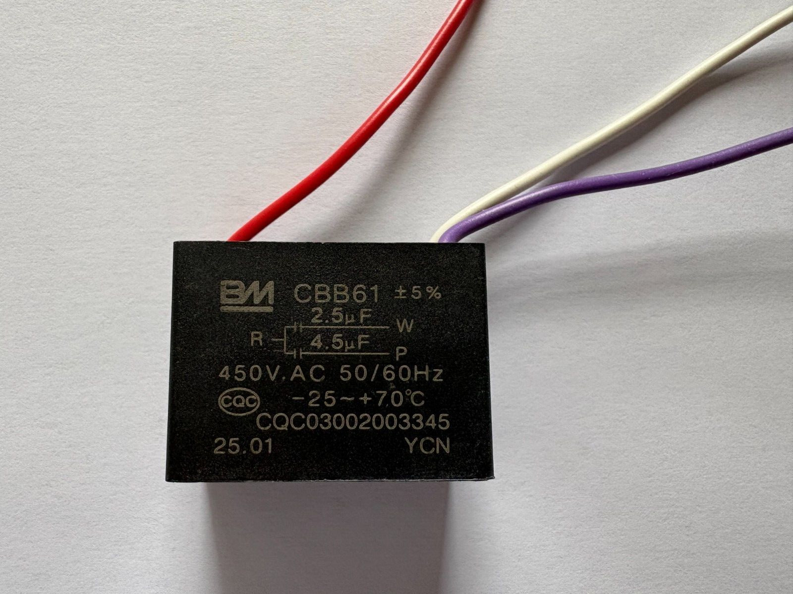 CBB61 Ceiling Fan Three Wires Capacitor Speed Capacitor 2.5uf + 4.5uf 450V