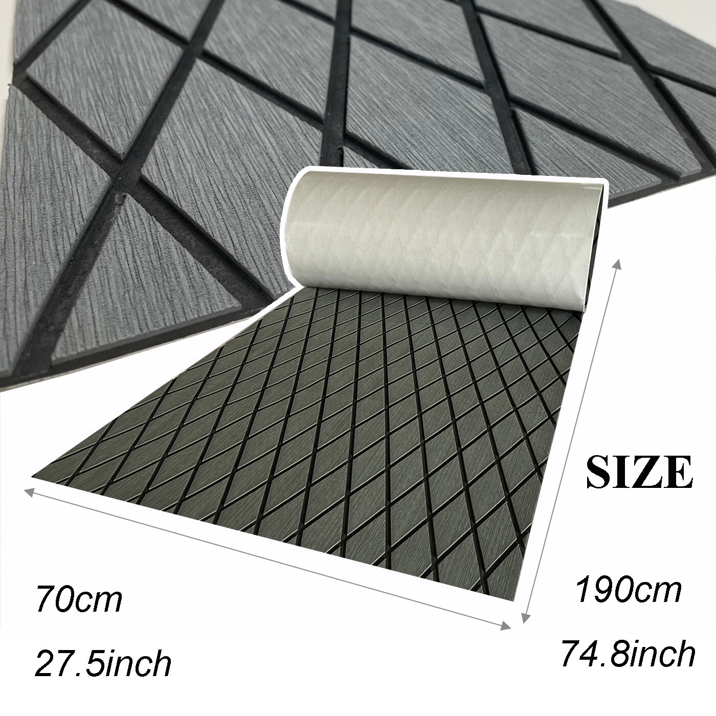 EVA Foam Boat Flooring Marine Sea Decking Carpet , Dark Gray Diamond Pattern Mat