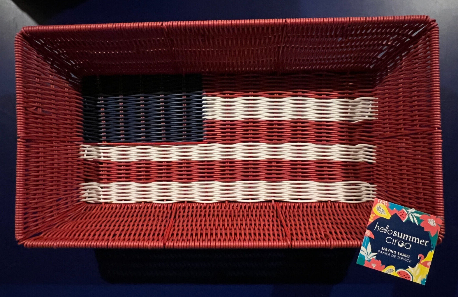 HELLO SUMMER CIROA "AMERICAN FLAG" WICKER RESIN SERVING BASKET
