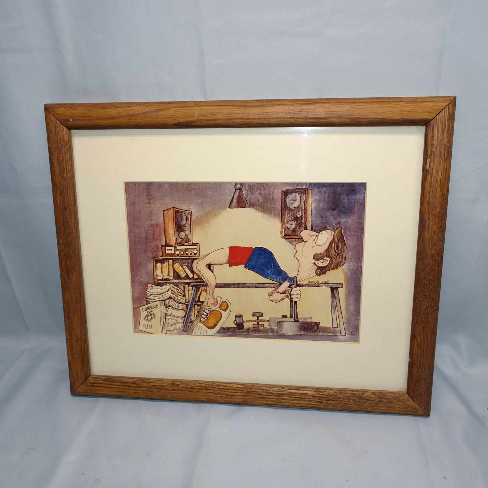 Vintage DUMBBELLS FOR FUN - Weight Lifting Framed Print - by S Rachels 1986