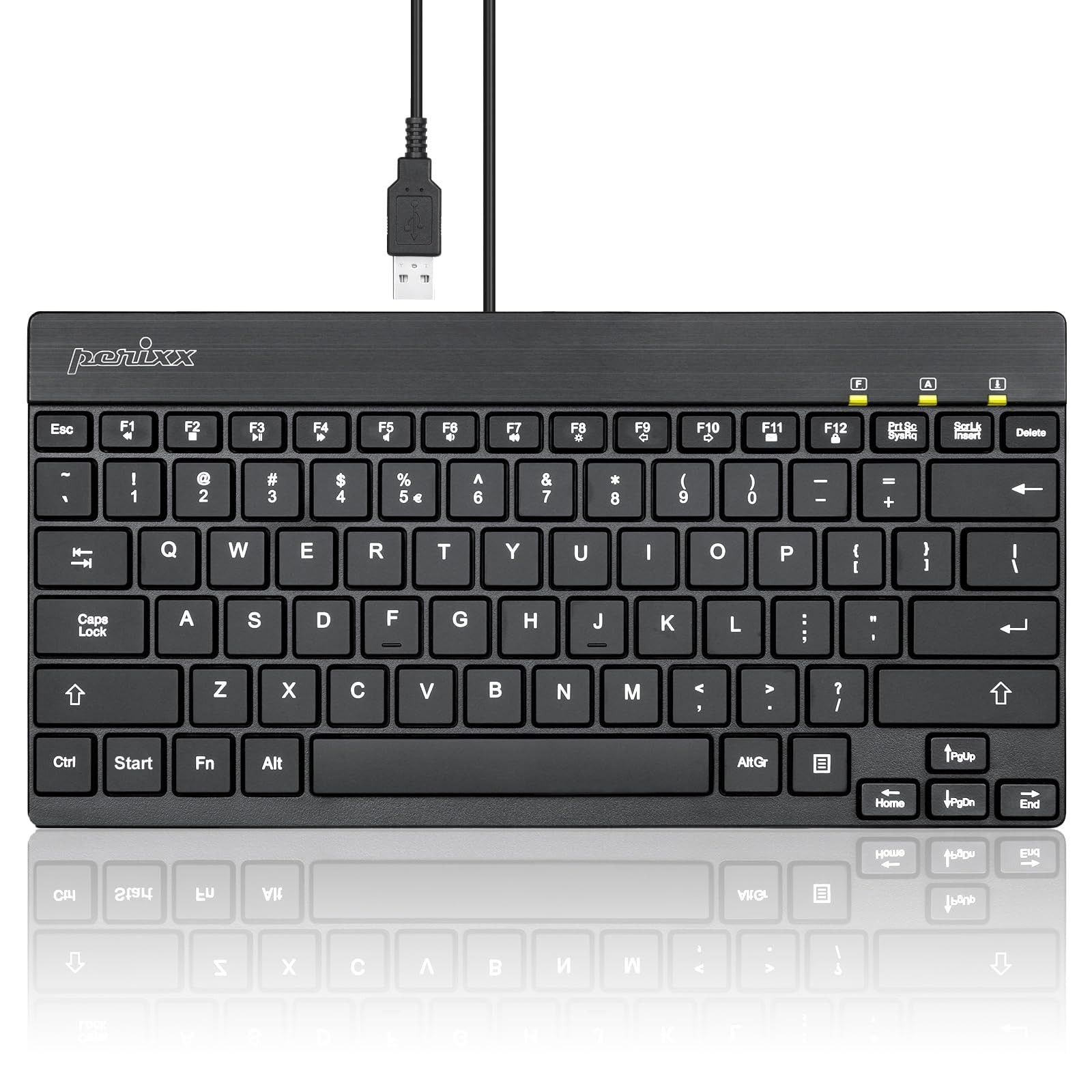 Perixx Periboard-326 Wired Mini Backlit Usb Keyboard Profile Keys Us English