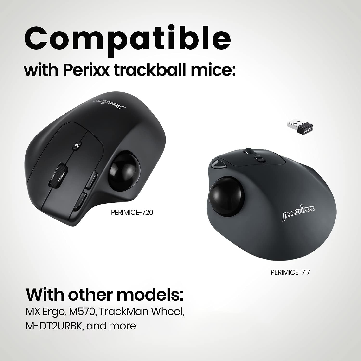 PERIPRO-303GBK 34mm Glossy Black Replacement Trackball for Multiple Mice