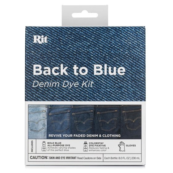 Rit Back to Blue Denim Dye Kit Restore Faded Jeans Bold Blue ColorStay Fixative