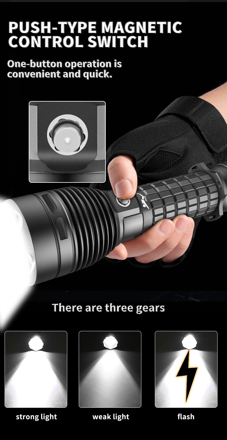 Powerful Underwater Dive Torch Rechargeable IP8 Waterproof Scuba Flashlight