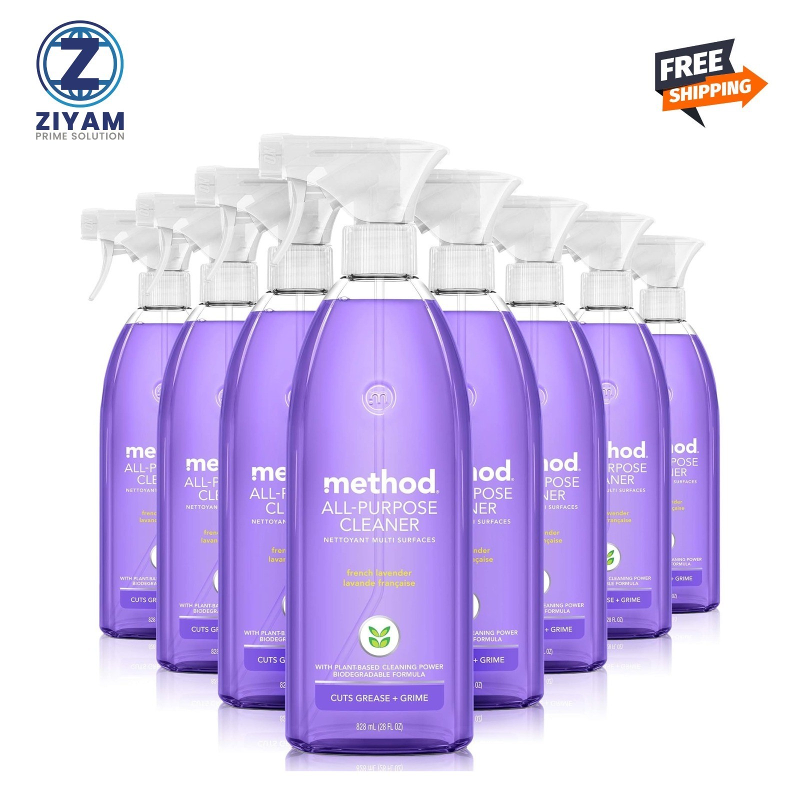 (pack of 8) Method All-Purpose Cleaner Spray French Lavender 28oz Multi Surface