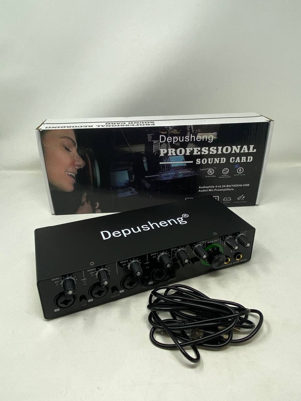 DEPUSHENG USB Audio Interface - 4x4 Recording Sound Card 24bit 192khz