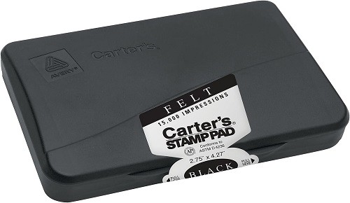 Avery 21081 Carters Preinked Felt Stamp Pad, Size 1, 4-1/4 x 2-3/4, Black, 1/EA