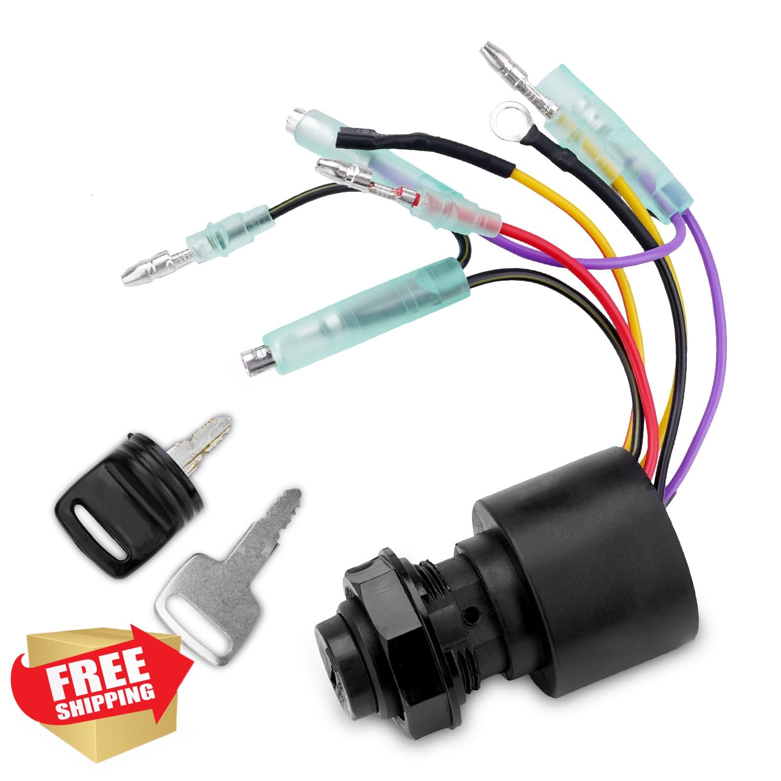 Boat Ignition Switch 3 Pos 6 Wire 2 Keys for Mercury Mariner Outboard