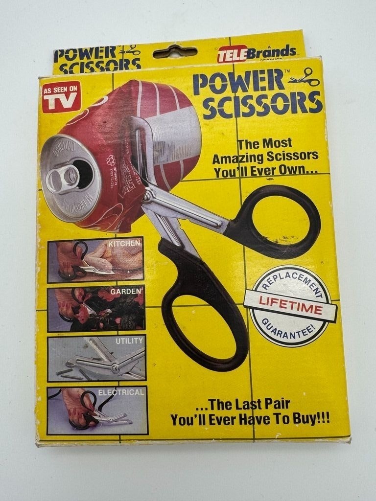 Vintage TeleBrands POWER SCISSORS As Seen on TV Original Box Made in Taiwan