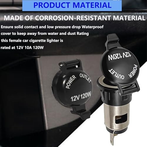 Cigarette Lighter Socket,12V DC Car Cigarette 2Pcs12V metal cigarette lighter