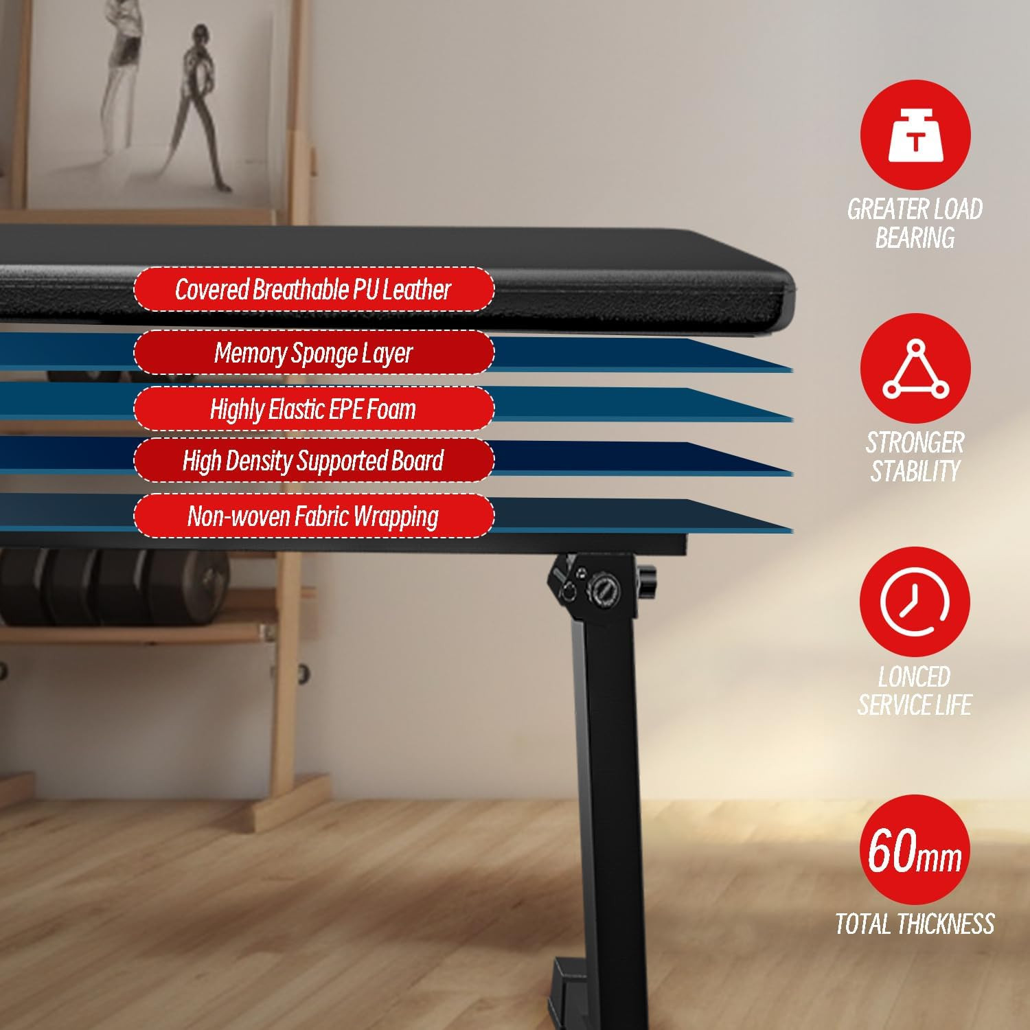 Flat Bench, Flat Weight Workout Exercise Bench Easy,Assembly,Foldaway Bench for