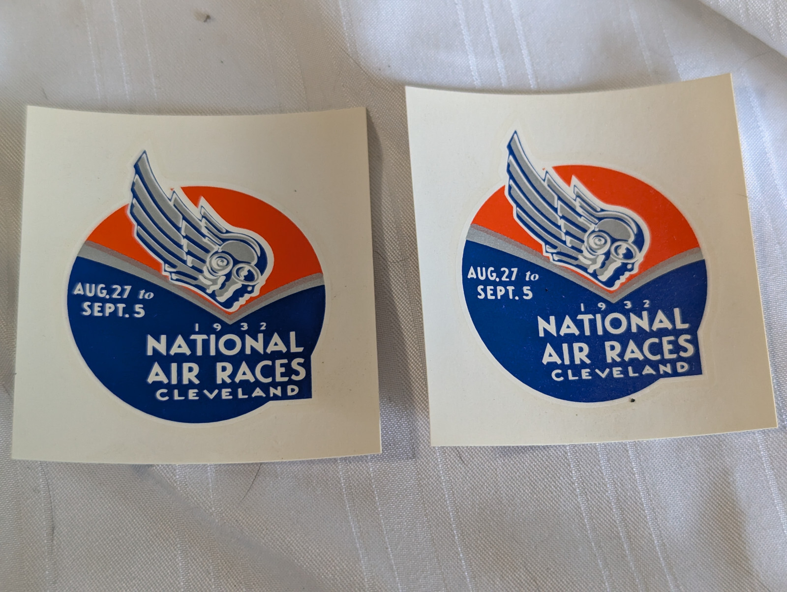 1932 National Air Races Cleveland OH water transfer decal 2" lot of 2
