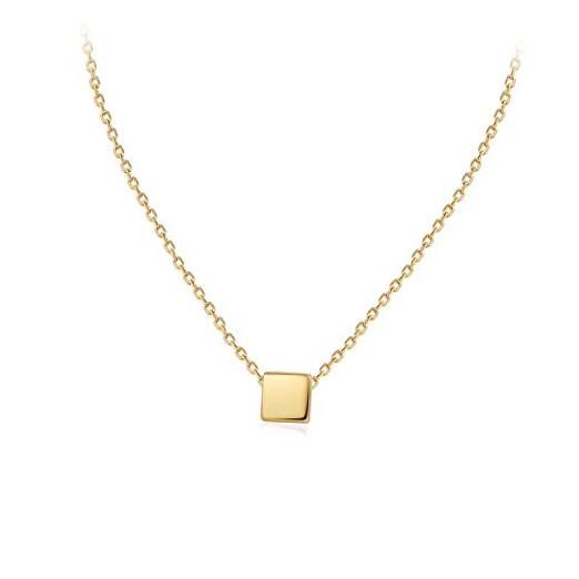 18K Gold Plated Tiny Dot Necklace Circle Star Square Heart Square_Gold