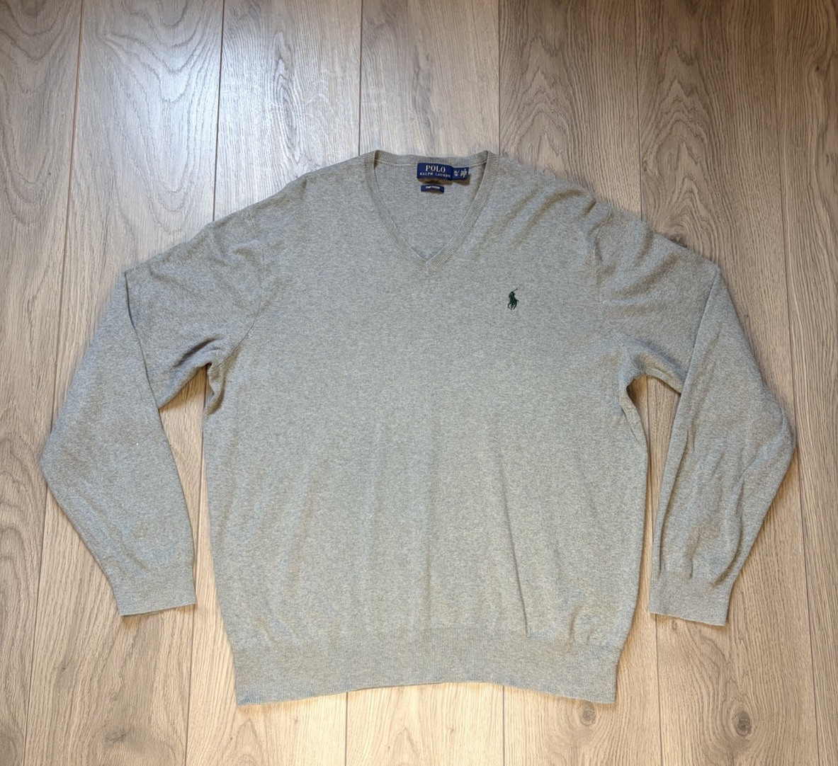 Men’s Polo Ralph Lauren V-Neck Long Sleeve Sweater XL Grey Jumper