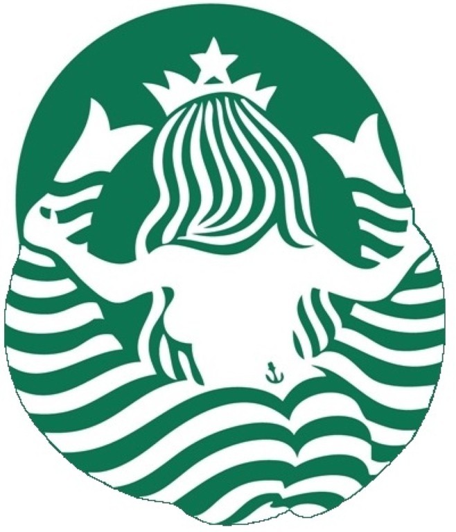 STARBUCKS LOGO BEHIND LOOK BUMPER STICKER HARD HAT STICKER HELMET STICKER