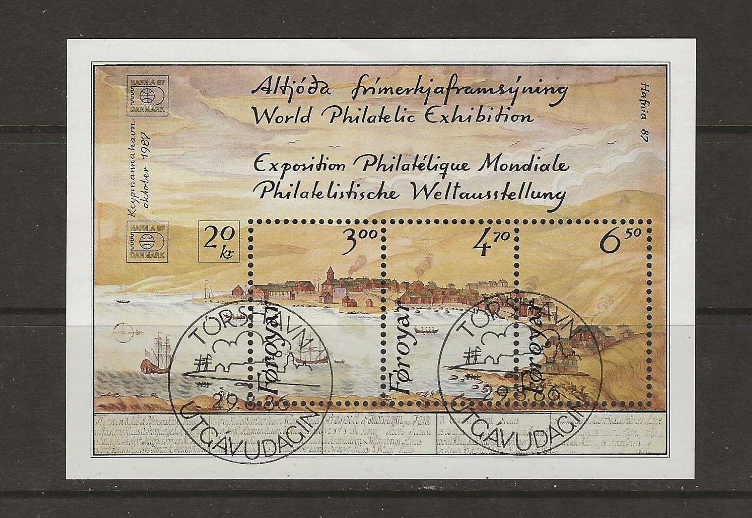 Faroe Islands 1986 World Philatelitic exhibition ships used/cancelled  (a508)