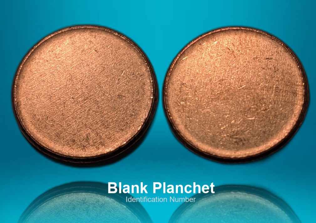 Blank Penny Lincoln Cent No Date Planchet Error BU Unc. Red
