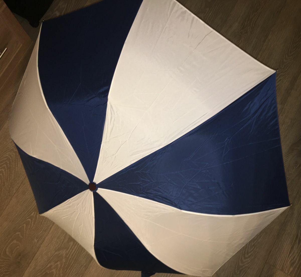 Aqua Sheen 46" Automatic Umbrella - Metal Frame - Blue/White